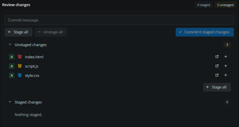 Added (A) files appear after initializing Git in Codevre