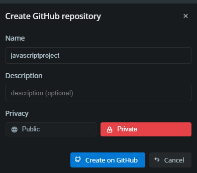 Create GitHub repo in Codevre Git tool
